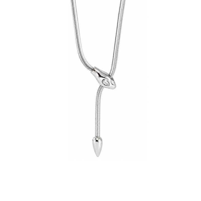 Wholesale Women's Stainless Steel Snake Head Lariat Necklace