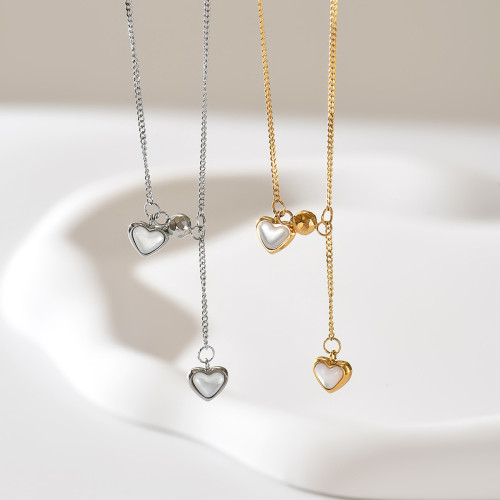 Wholesale Women's Stainless Steel Double Heart Necklace