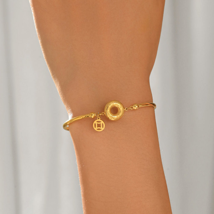 Wholesale Stainless Steel Ping An Kou Coin Bracelet
