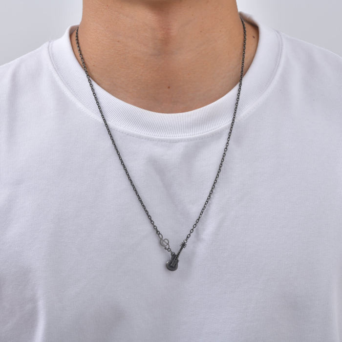 Wholesale Stainless Steel Vintage Guitar Treble Clef Pendant Necklace