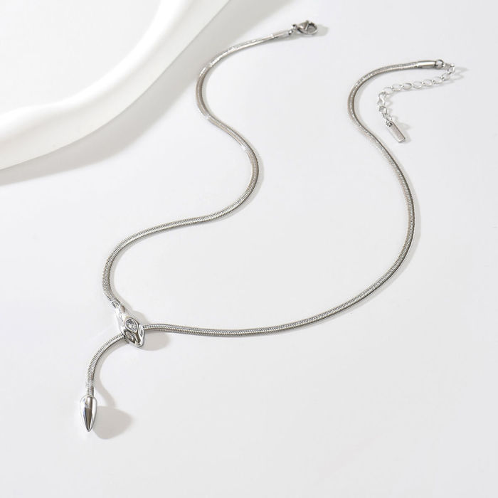 Wholesale Women's Stainless Steel Snake Head Lariat Necklace