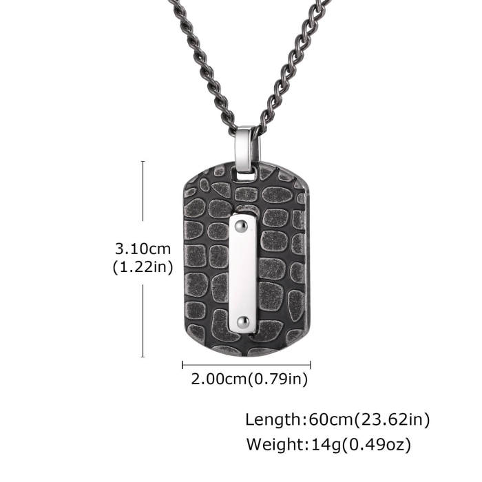 Wholesale Stainless Steel Crocodile Pattern Dog Tag Necklace
