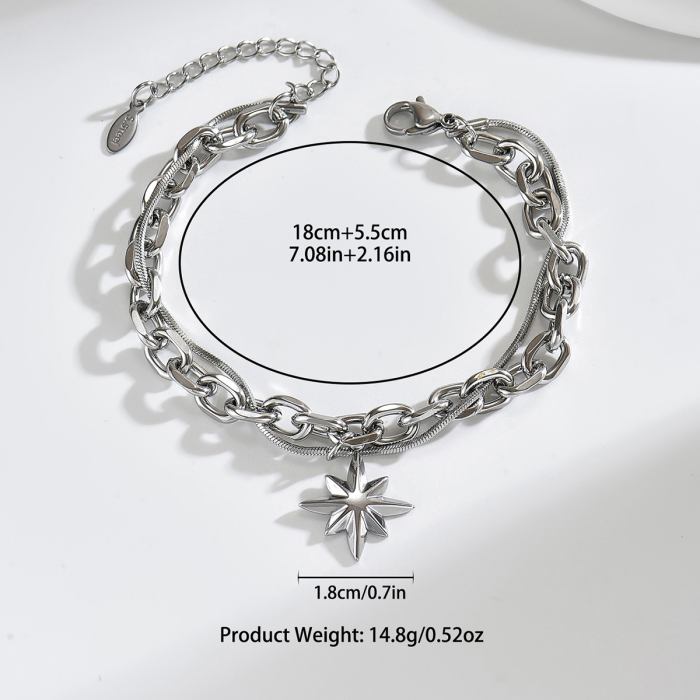 Wholesale WStainless Steel Double Layer Starburst Bracelet