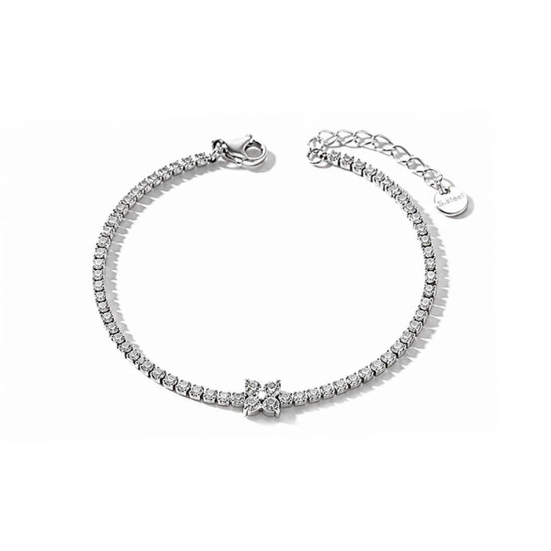 Wholesale Women's 18K Gold Plated CZ Flower Tennis Bracelet