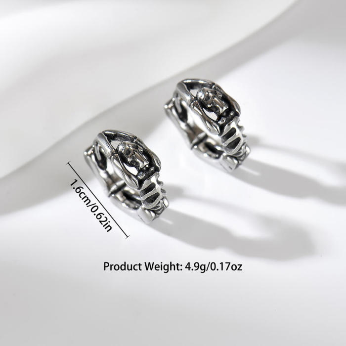 Wholesale Men's Stainless Steel Skull Skeleton Huggie Earrings