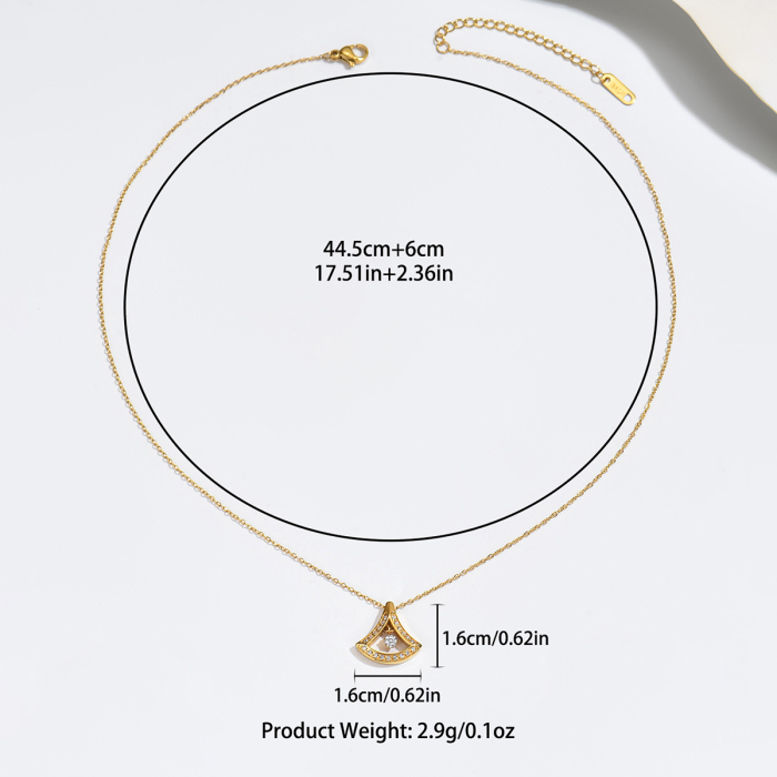 Wholesale Stainless Steel Fan Shaped Necklace