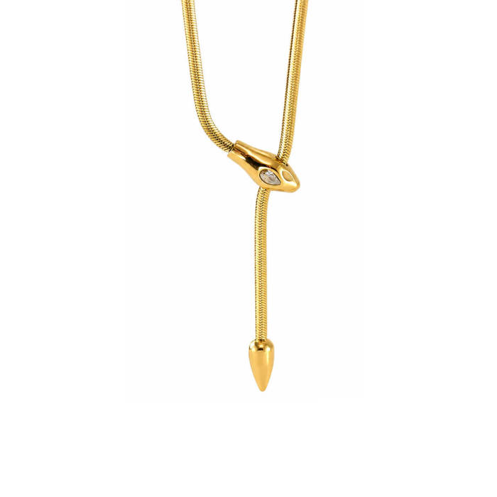 Wholesale Women's Stainless Steel Snake Head Lariat Necklace