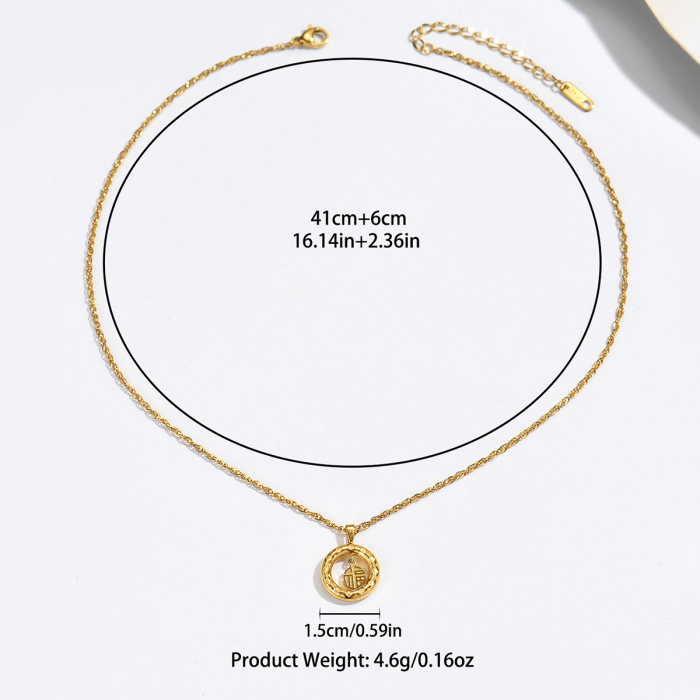 Wholesale Stainless Steel Chinese Fu Charm Necklace