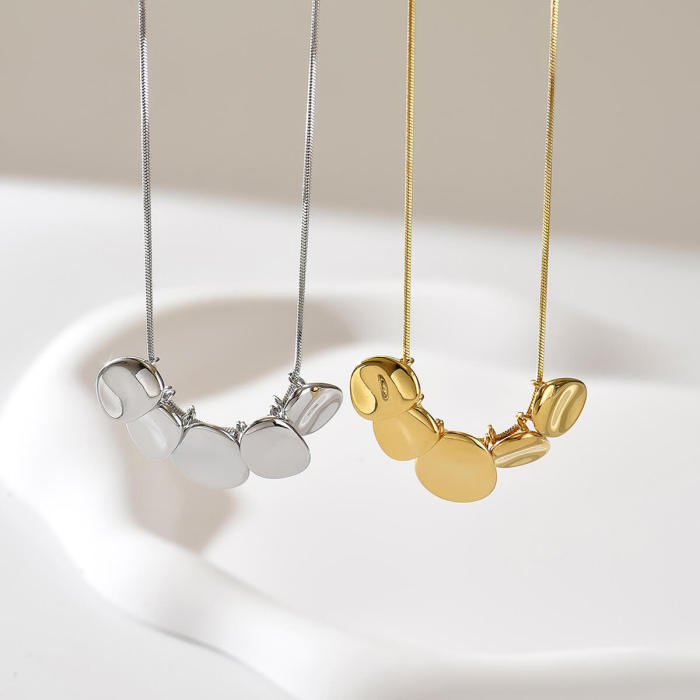 Wholesale Stainless Steel Minimalist Multi-Disc Statement Necklace