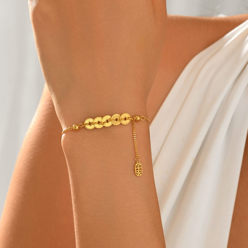Wholesale Stainless Steel Good Luck Coin Bracelet