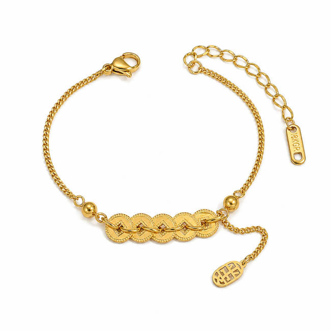 Wholesale Stainless Steel Good Luck Coin Bracelet