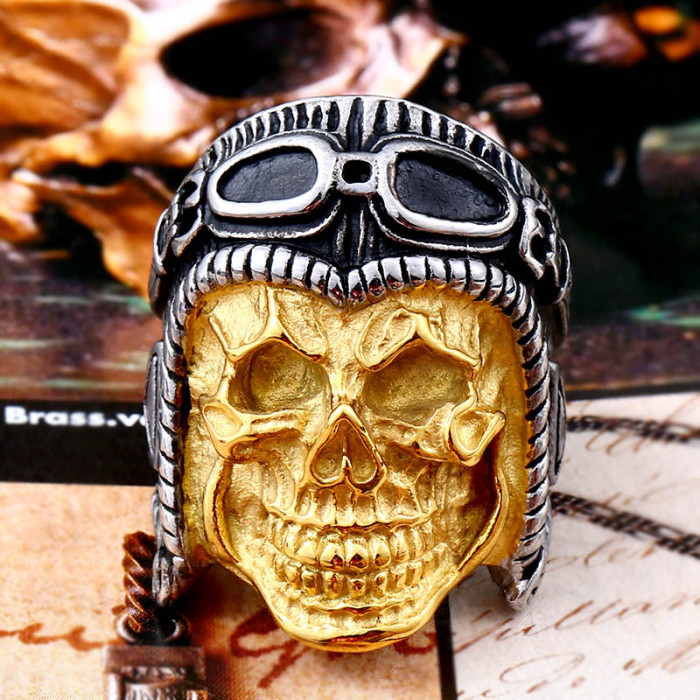 Wholesale Fashion Aviator Skull Ring Jewelry