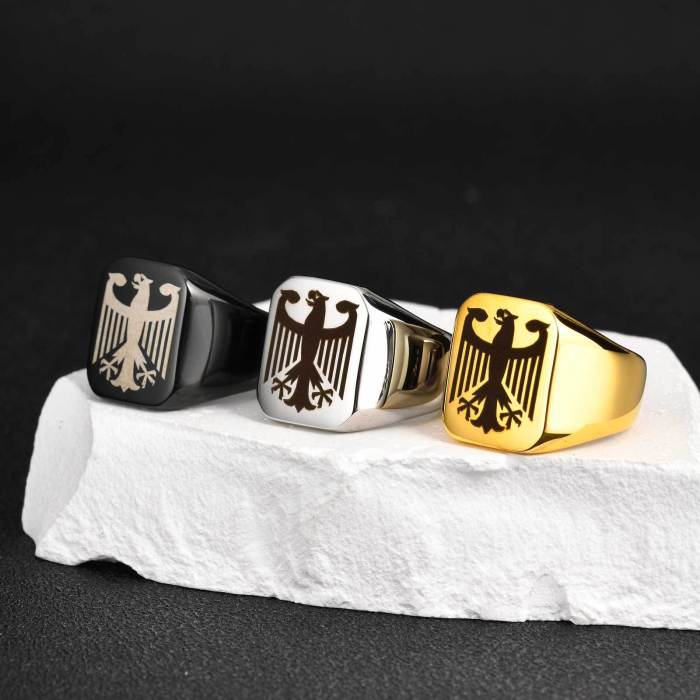 Wholesale Stainless Steel German Eagle Crest Statement Ring