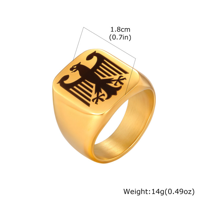 Wholesale Stainless Steel German Eagle Crest Statement Ring