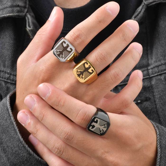 Wholesale Stainless Steel German Eagle Crest Statement Ring