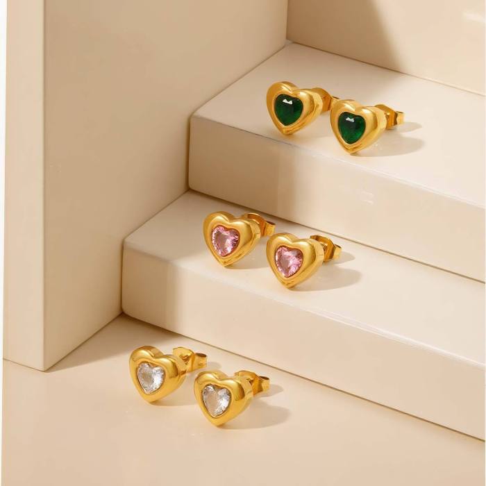 Wholesale Stainless Steel Heart-shaped Zirconia Necklace