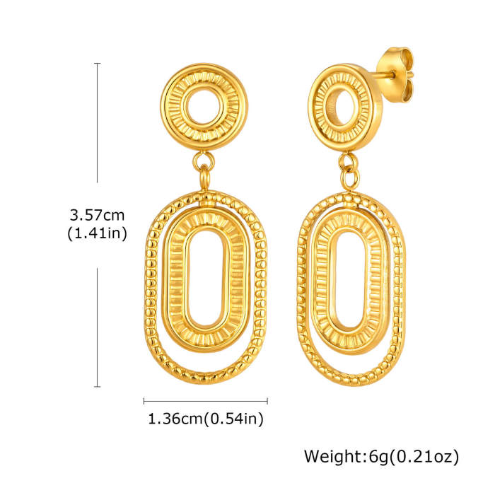 Wholesale Stainless Steel Geometric Textured Drop Earrings