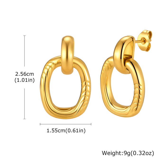 Wholesale Stainless Steel Geometric Textured Drop Earrings