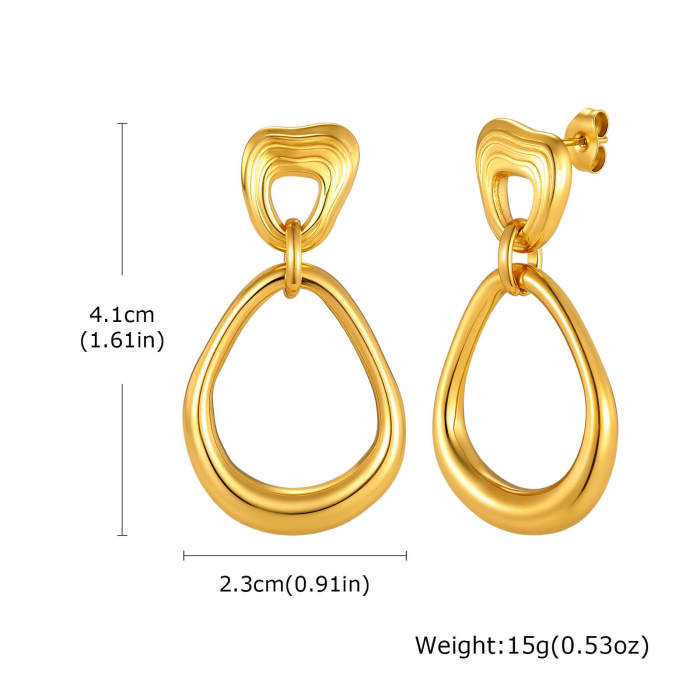 Wholesale Stainless Steel Geometric Textured Drop Earrings