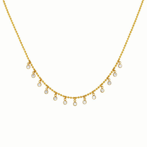 Wholesale Stainless Steel Bead Chain CZ Charm Necklace