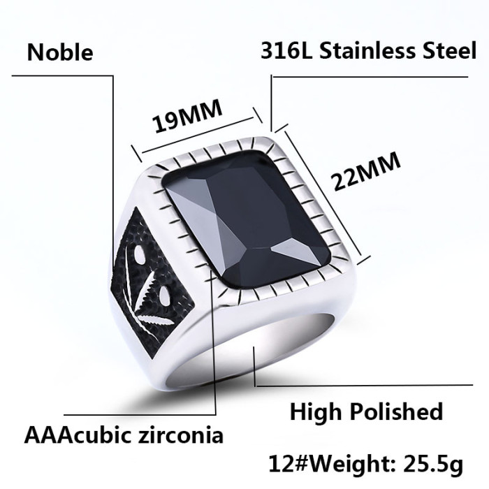 Wholesale Stainless Steel Mens Black Ring