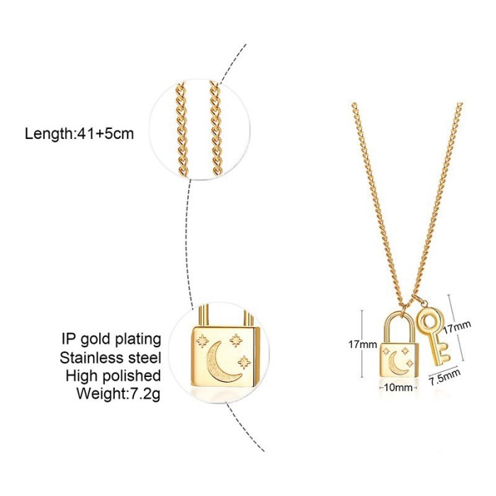 Wholesale Stainless Steel Lock Key Necklace