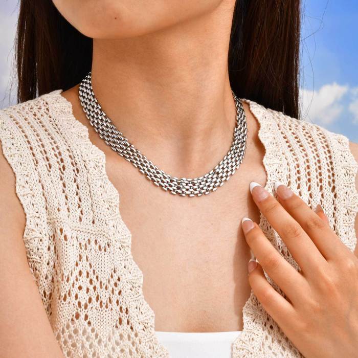 Wholesale  Stainless Steel Strap Chain Necklace