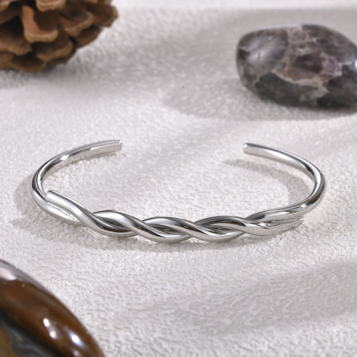 Wholesale Stainless Steel Twist Open Bangle