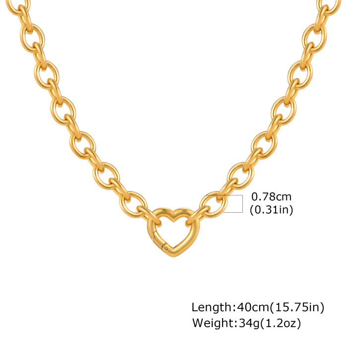 Wholesale Stainless Steel Heart Clasp Necklace