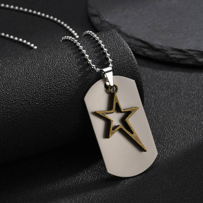 Wholesale Engravable Stainless Steel Shooting Star Dog Tag Pendant