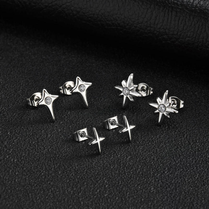 Wholesale Stainless Steel Celestial Star Stud Earrings