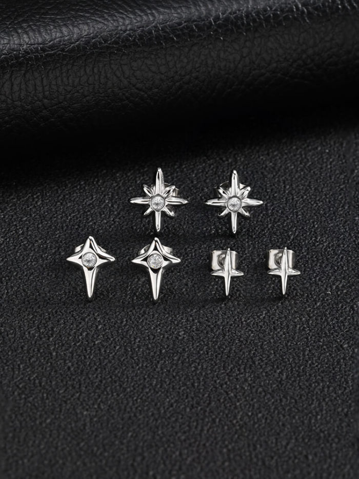 Wholesale Stainless Steel Celestial Star Stud Earrings