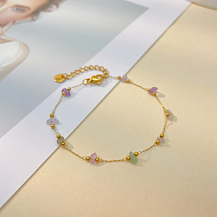 Wholesale Stainless Steel Colorful Stone Bracelet