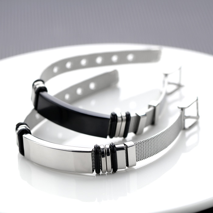 Wholesale Stainless Steel Sleek Mesh ID Bracelet