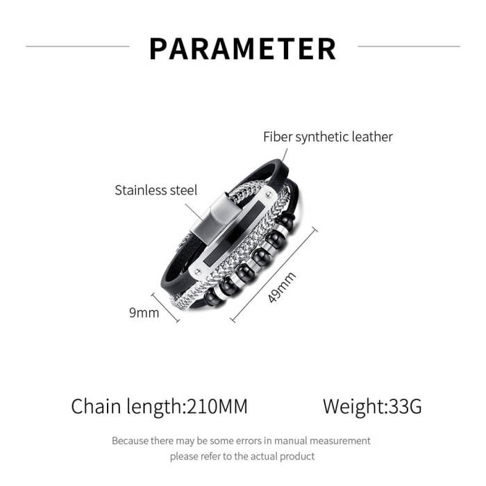 Wholesale Leather and Volcanic Stone Bracelet