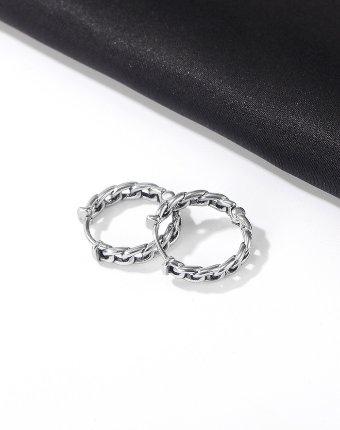Wholesale Stainless Steel Curb Link Chain Huggie Hoop Earrings
