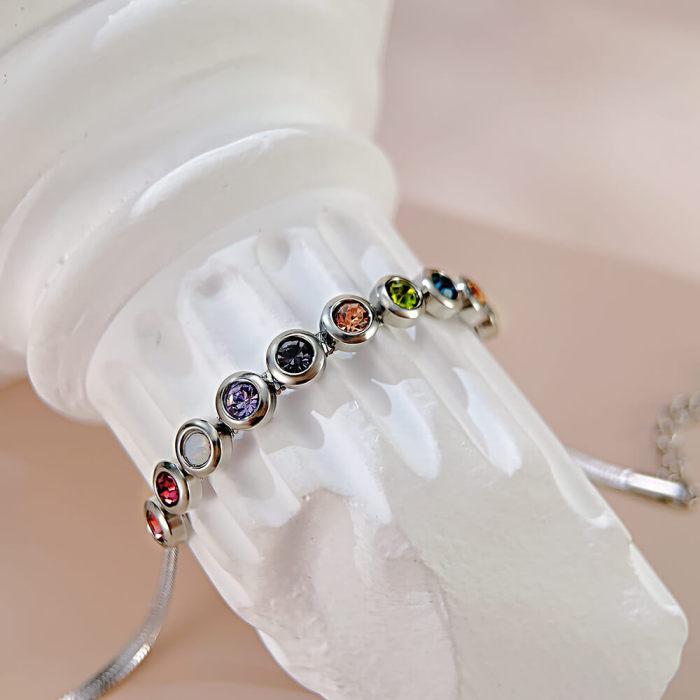Wholesale Stainless Steel Colored Zirconia Bracelet