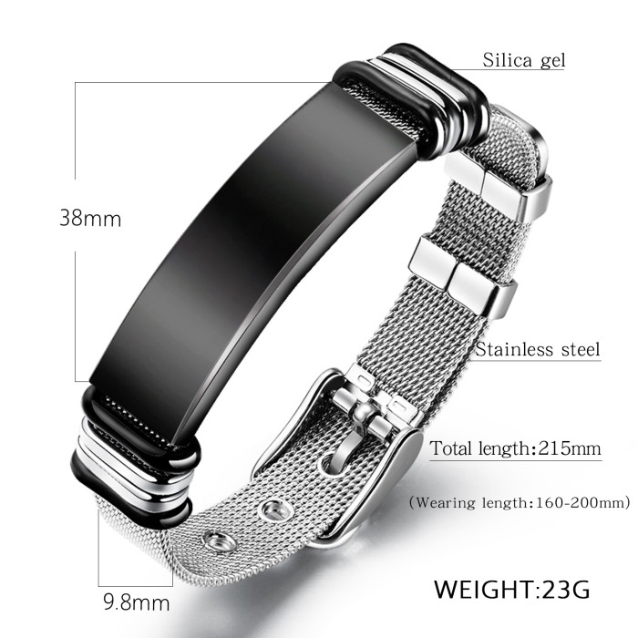 Wholesale Stainless Steel Sleek Mesh ID Bracelet