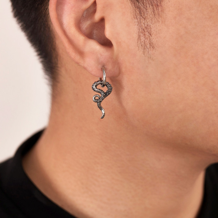 Wholesale Stainless Steel Octopus Beard Earrings