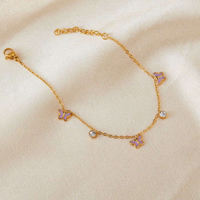 Wholesale Stainless Steel Purple Butterfly Bracelet