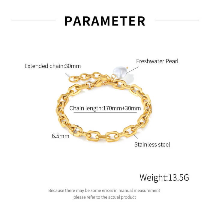 Wholesale Stainless Steel Chain Bracelet with Pearl