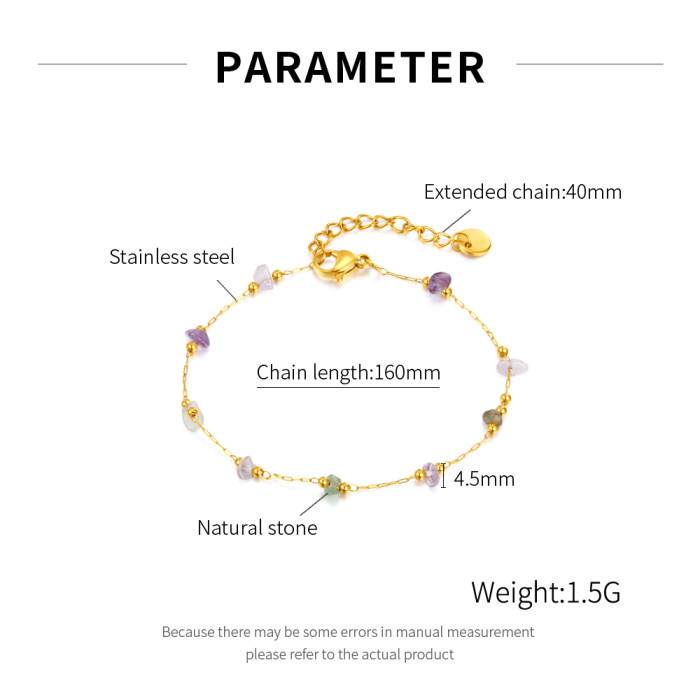 Wholesale Stainless Steel Colorful Stone Bracelet
