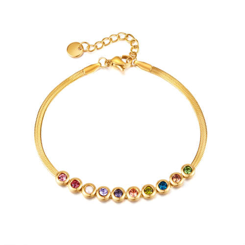 Wholesale Stainless Steel Colored Zirconia Bracelet