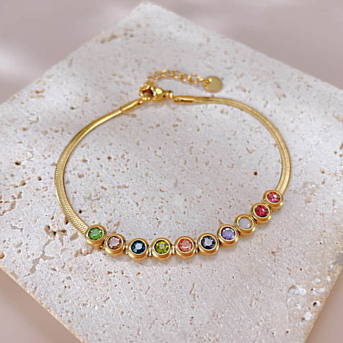 Wholesale Stainless Steel Colored Zirconia Bracelet