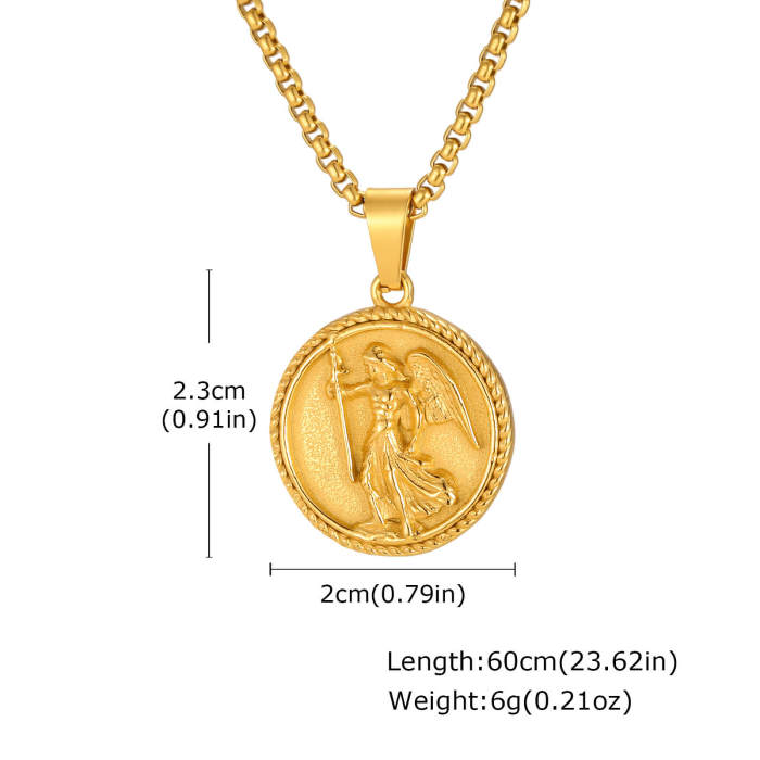 Wholesale Stainless Steel Archangel Medallion Pendant Necklace