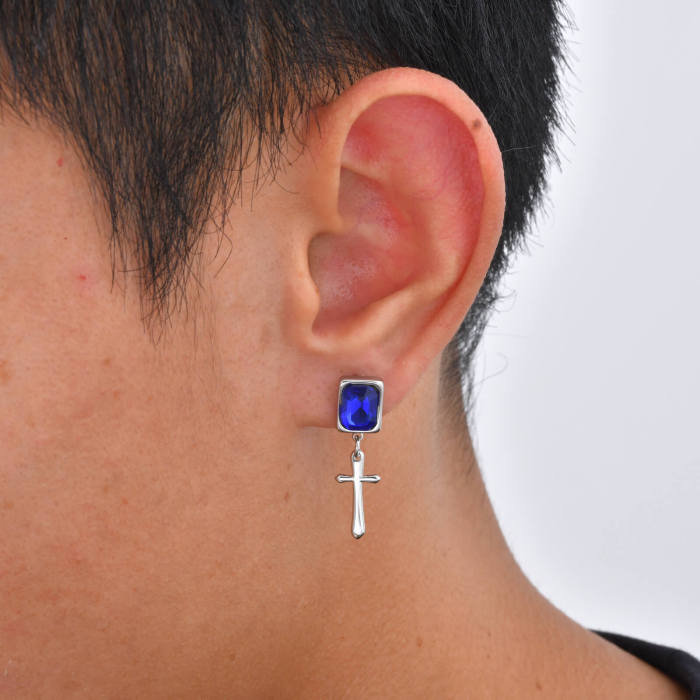 Wholesale Stainless Steel Crystal Cross Drop Earrings