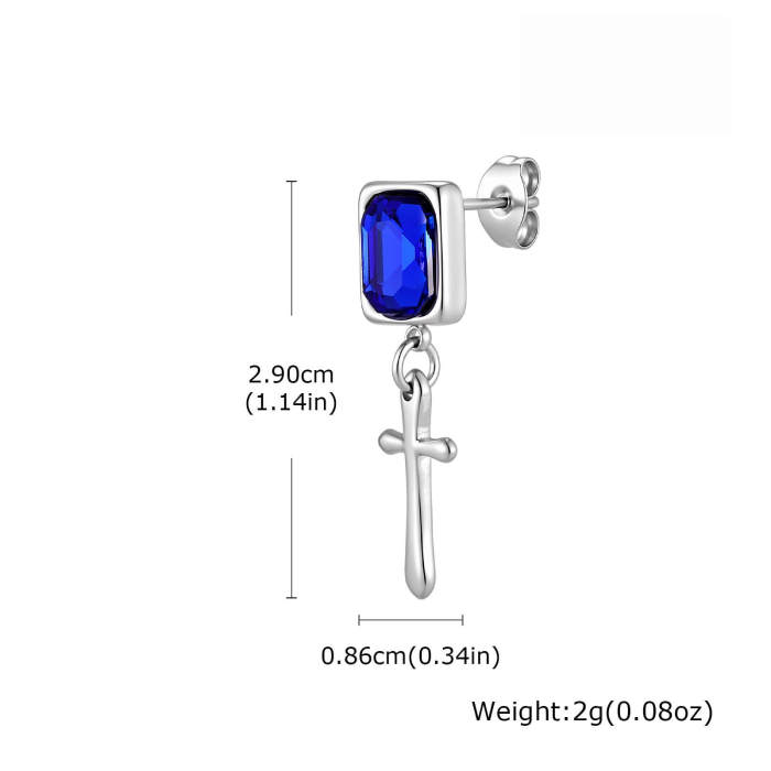 Wholesale Stainless Steel Crystal Cross Drop Earrings