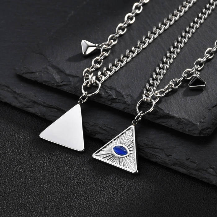 Wholesale Stainless Steel Triangle Eye Pendant Necklace