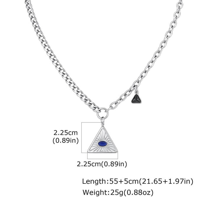 Wholesale Stainless Steel Triangle Eye Pendant Necklace