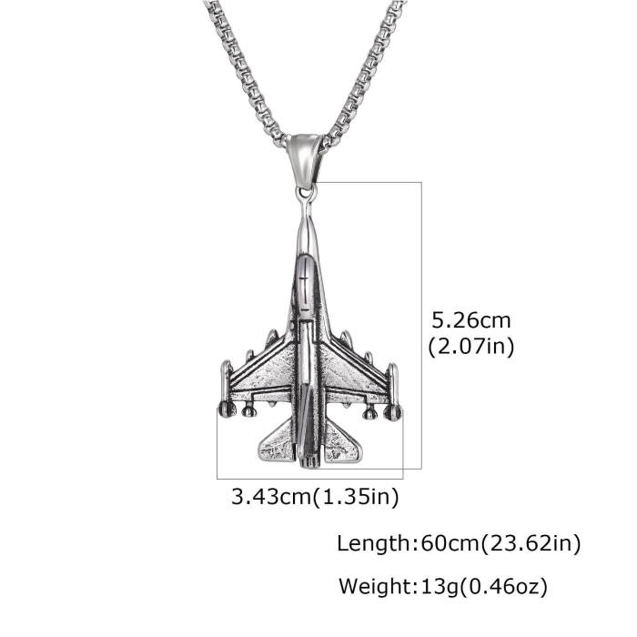 Wholesale Stainless Steel Fighter Jet Pendant Necklace